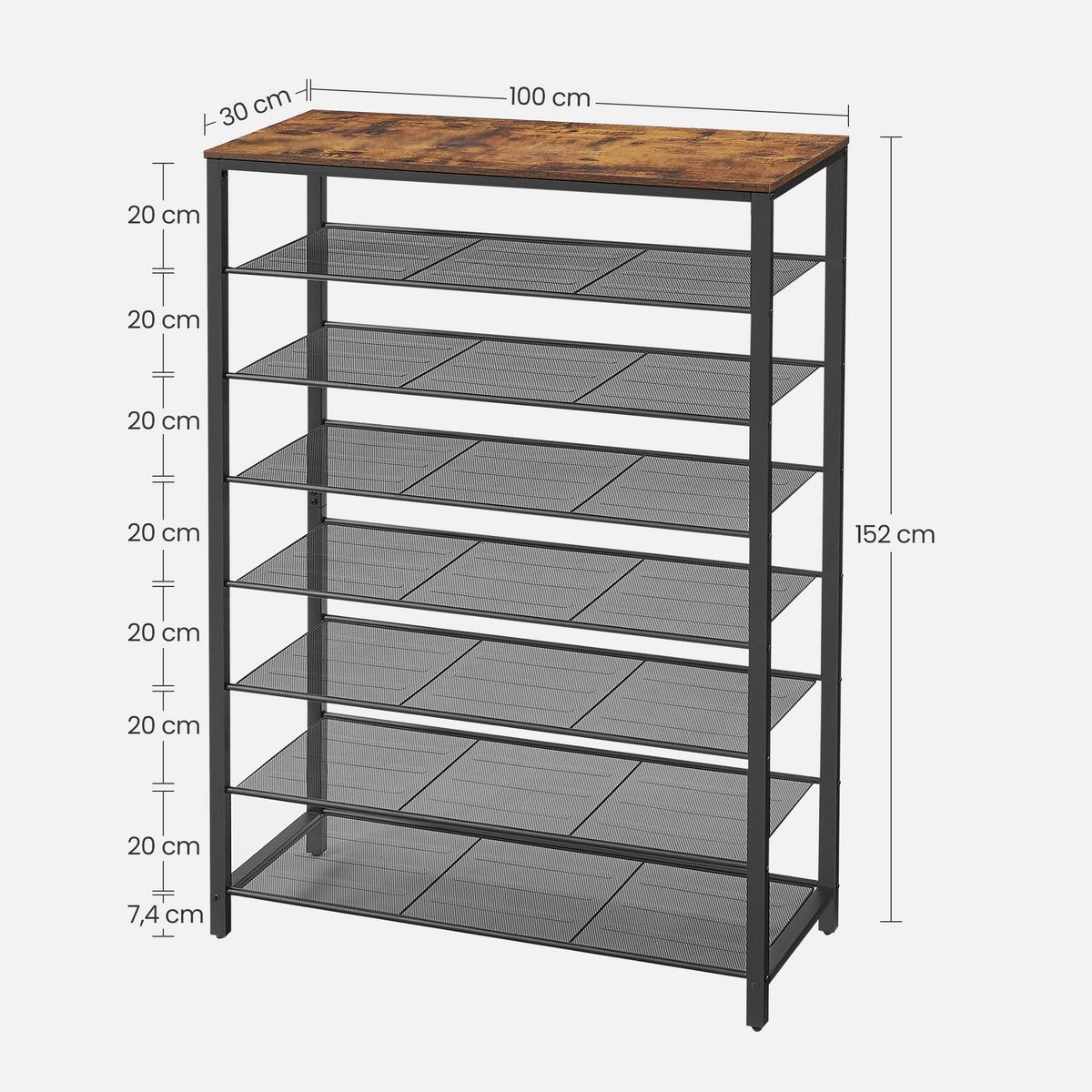 REGÁL NA TOPÁNKY SHOE RACK - hnedá/čierna, Modern, kov/kompozitné drevo (100/152/30cm) - MID.YOU
