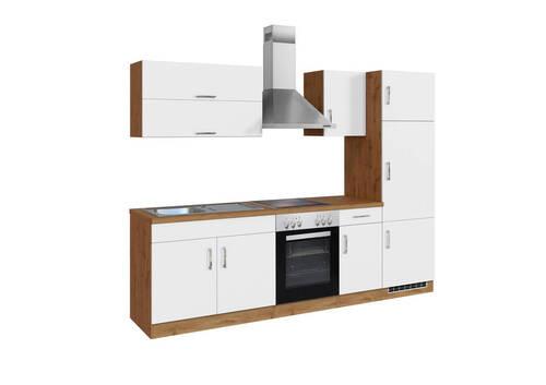 Küchenzeile Sorrento Mit Geräten B: 270 cm Weiß - Eiche Wotan/Weiß, MODERN, Holzwerkstoff (270cm) - Held