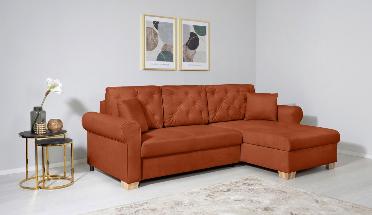 Ecksofa Arles Terracotta 39 S: 266x161 Cm - Buchefarben/Terracotta, Design, Textil (266/161cm) - MID.YOU