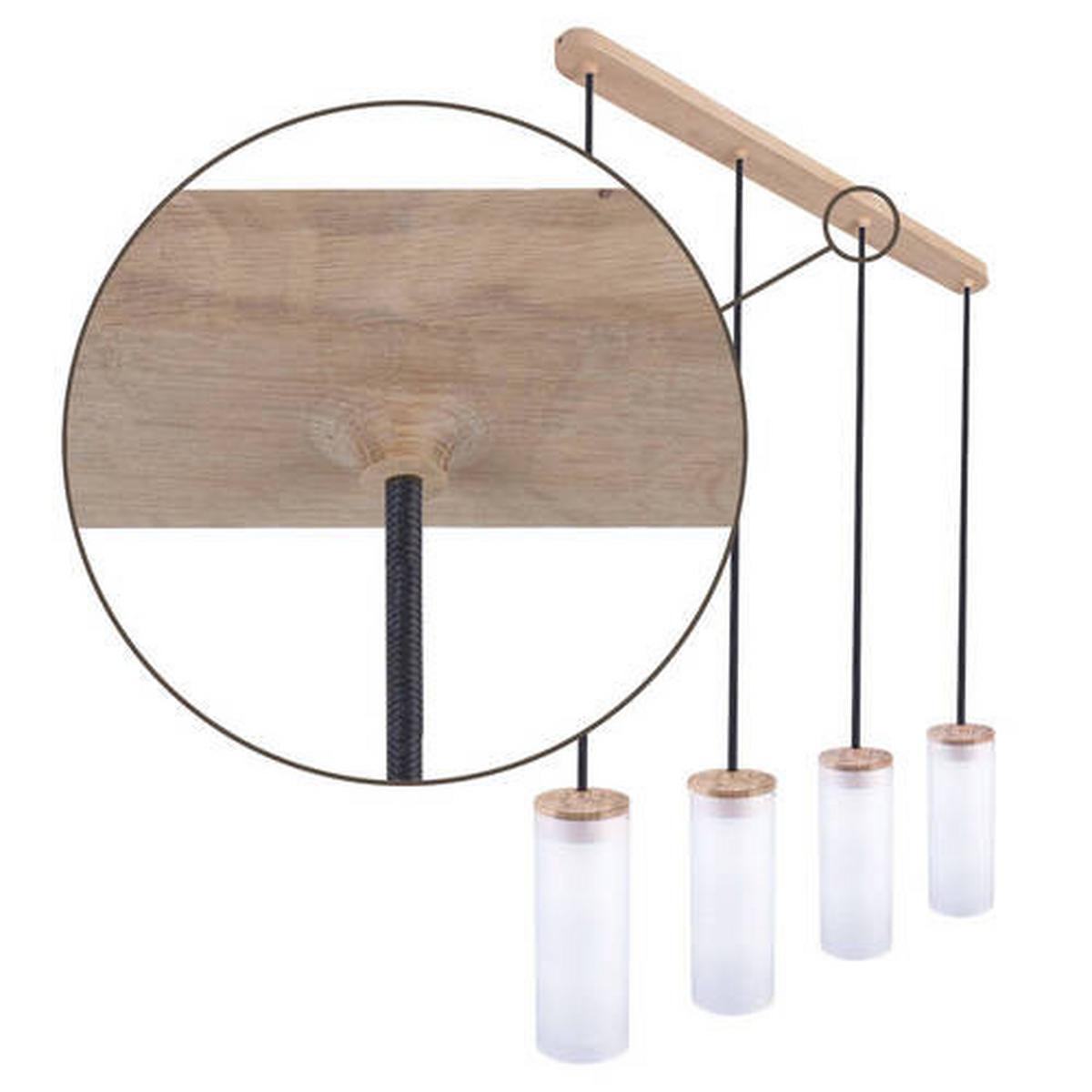 Hängeleuchte 8533419 Barrel 4 - Schwarz - Natur, Holz (75/100cm)