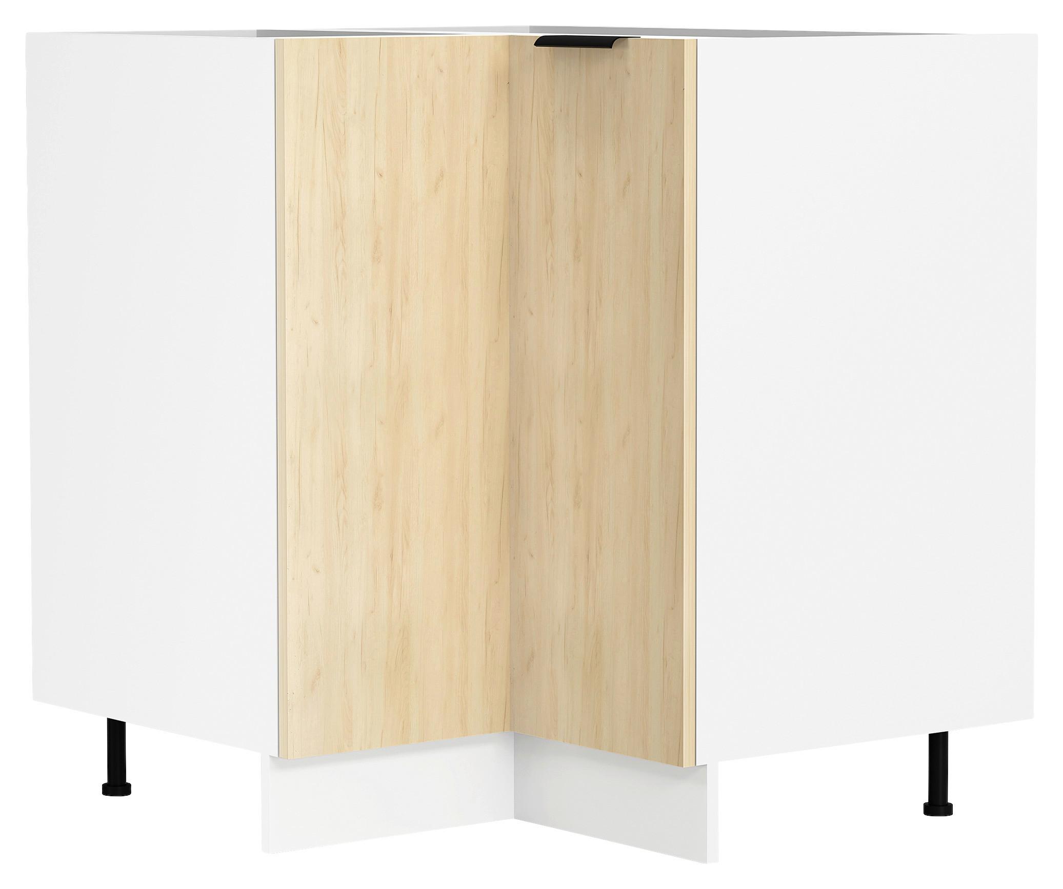 Eckunterschrank Fasola Honigeiche/weiß B: 76 Cm - Honigeiche/Weiß, Trend, Holzwerkstoff/Kunststoff (76/93/76cm) - MID.YOU