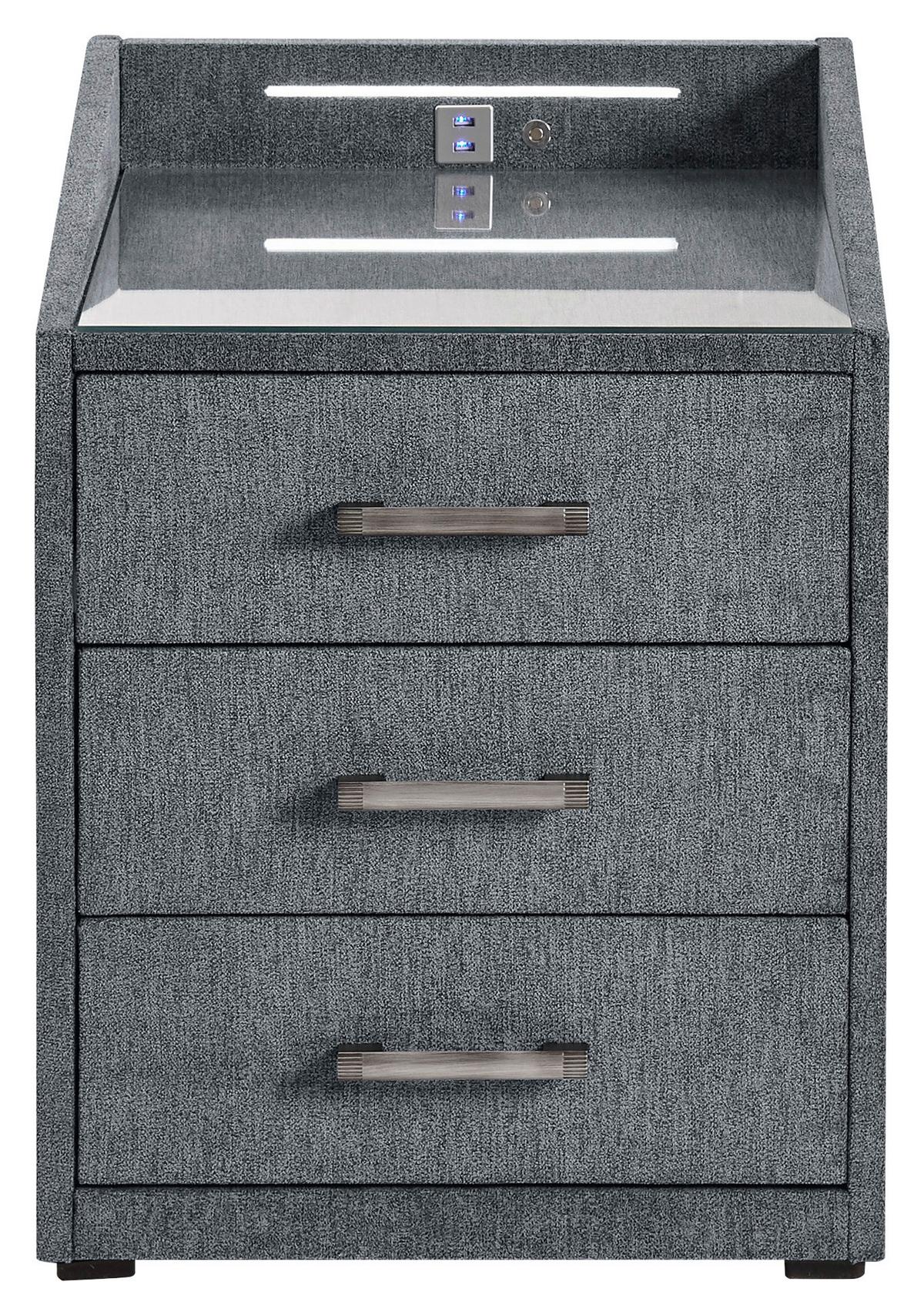 Nachtkästchen Anthrazit Textil H: 61 Cm Moon - Anthrazit, Basics, Holzwerkstoff/Textil (47/61/46cm) - MID.YOU