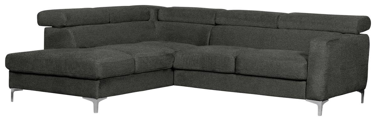 Ecksofa Sammy Anthrazit - Chromfarben/Anthrazit, Design, Textil (207/242cm) - Livetastic