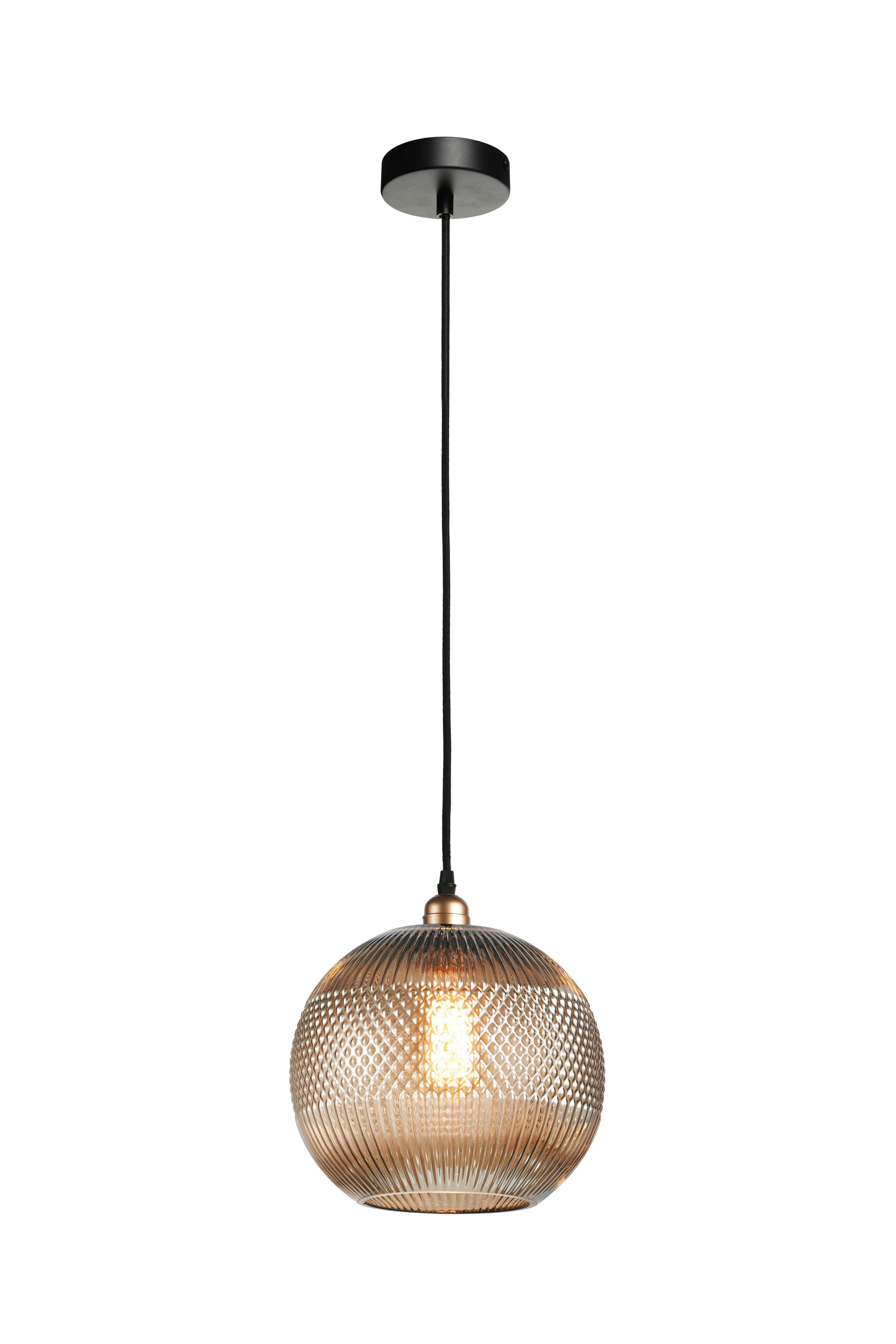 Hängeleuchte Neptun Gold B: 25 cm - Goldfarben/Grau, Basics, Glas (25/25/26cm) - Kayoom