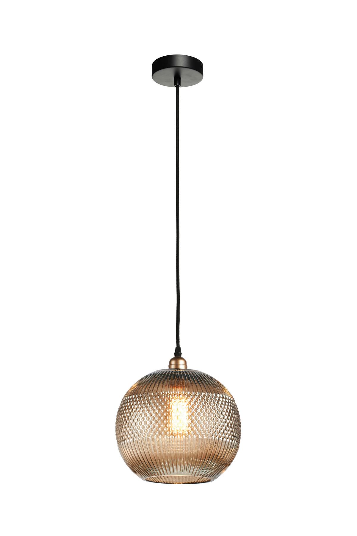 Hängeleuchte Neptun Gold B: 25 cm - Goldfarben/Grau, Basics, Glas (25/25/26cm) - Kayoom