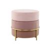 Pouf Samt Rosa H: 46 cm Rund - Goldfarben/Rosa, Basics, Holzwerkstoff/Textil (48,5/46/48,5cm) - Kayoom