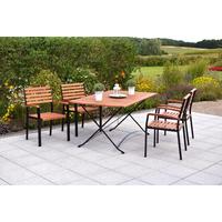 Gartentischgruppe 5tlg. Set - Schwarz/Naturfarben, KONVENTIONELL, Holz/Metall - Gardenson