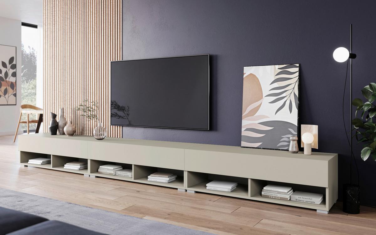 Lowboard A300 Beige-Kaschmir B: 300 cm - Kaschmir/Beige, Trend, Holzwerkstoff (300/27/31cm)