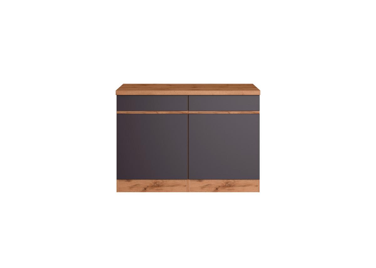 Küchenunterschrank Turin 120 Cm Grau/wotaneiche - Eiche Wotan/Grau, Design, Holzwerkstoff (120/86/60cm) - Held