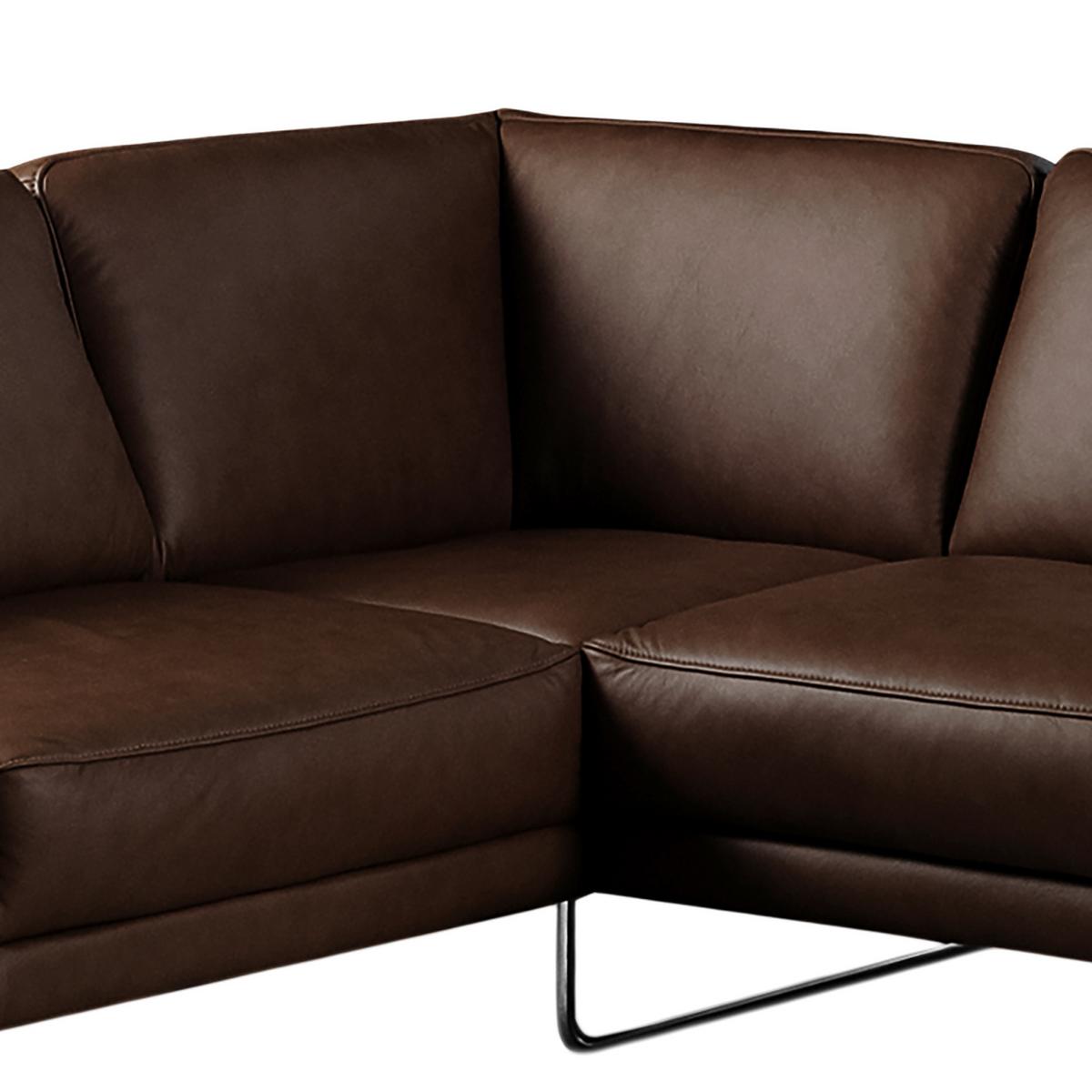 Ecksofa Spring Dunkelbraun Chrom S: 250x273cm - Chromfarben/Dunkelbraun, Design, Leder (250/273cm) - Livetastic