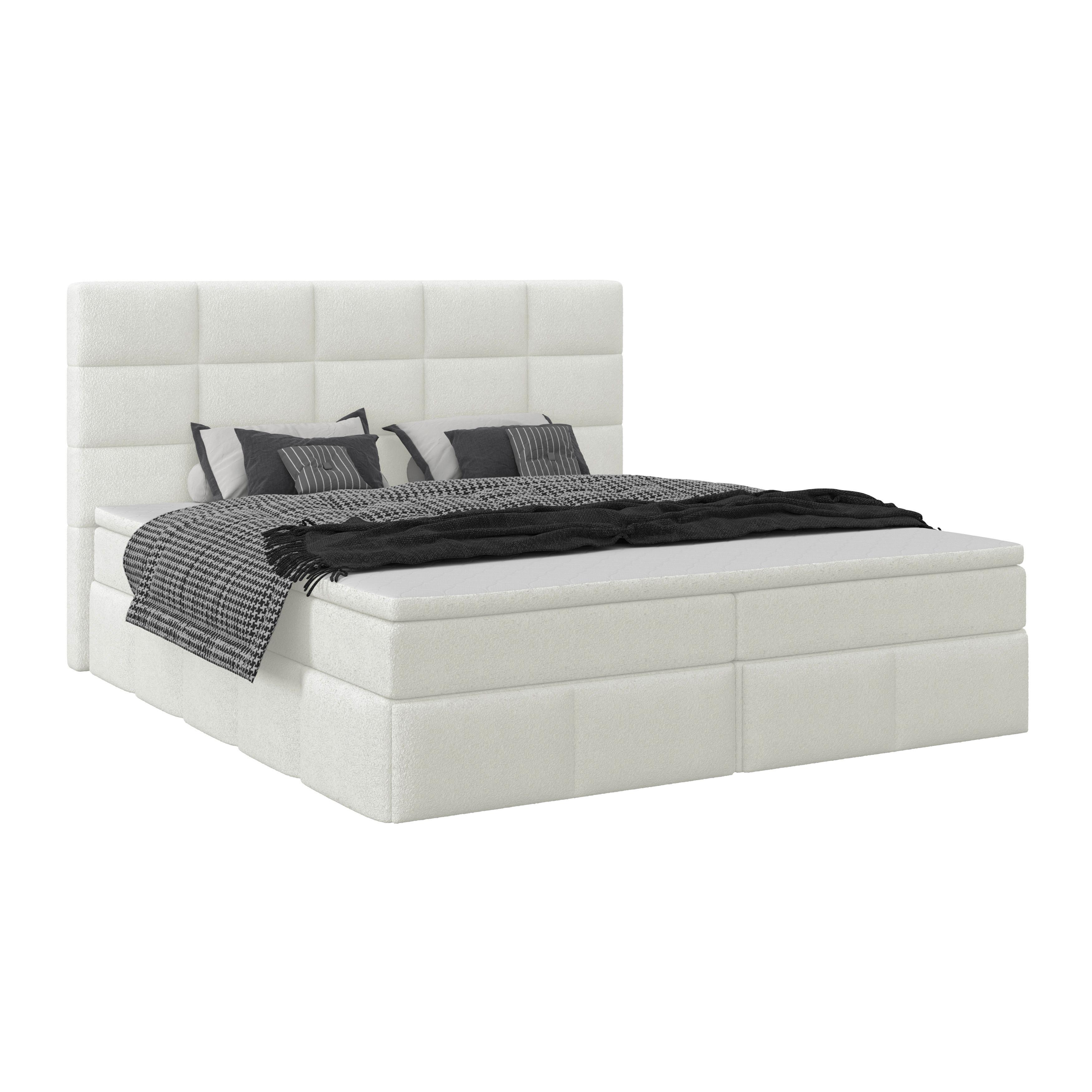 Polsterbett Alba Boucle Weiß, 180x200 Cm - Schwarz/Weiß, Trend, Textil (180/200cm)