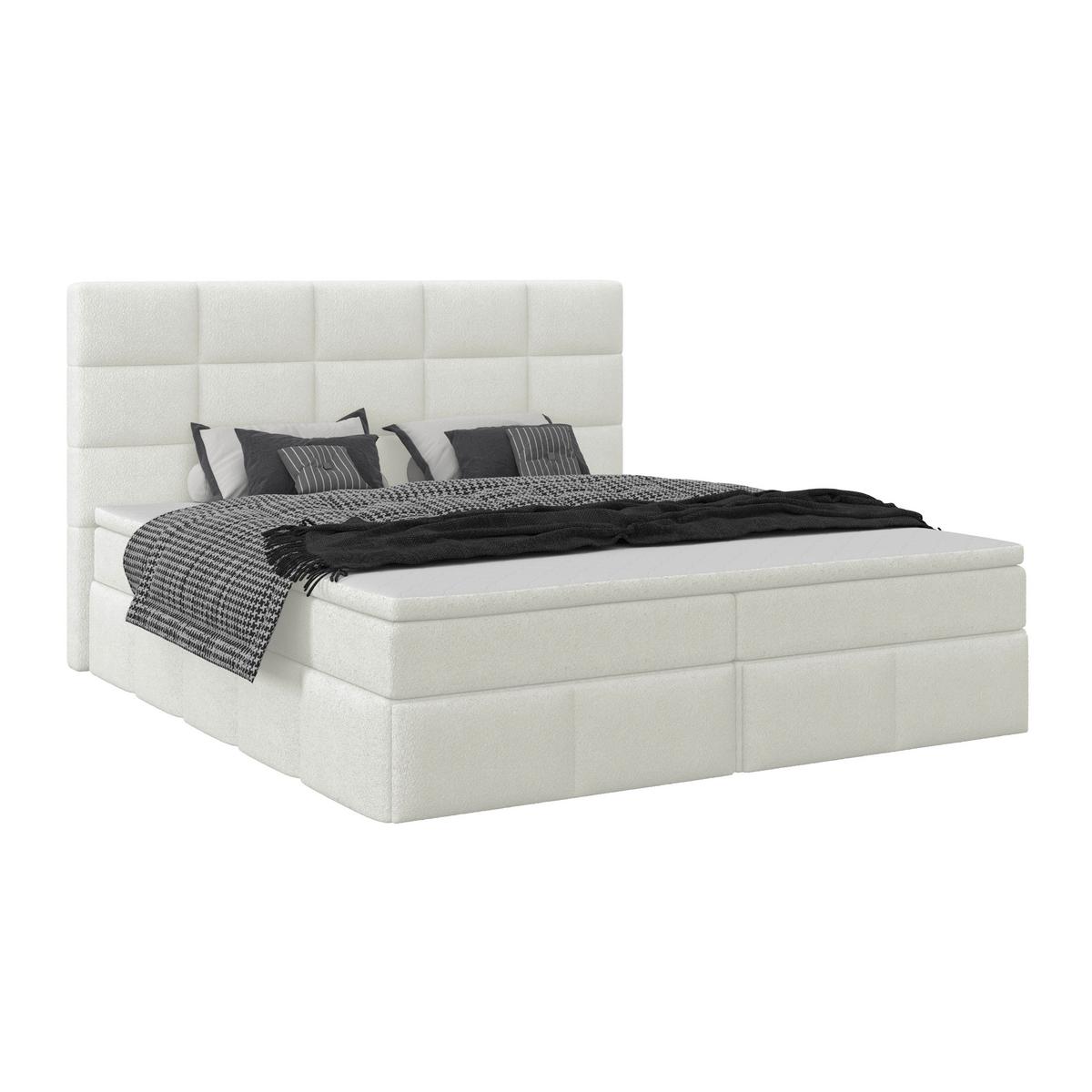 Polsterbett Alba Boucle Weiß, 180x200 Cm - Schwarz/Weiß, Trend, Textil (180/200cm)