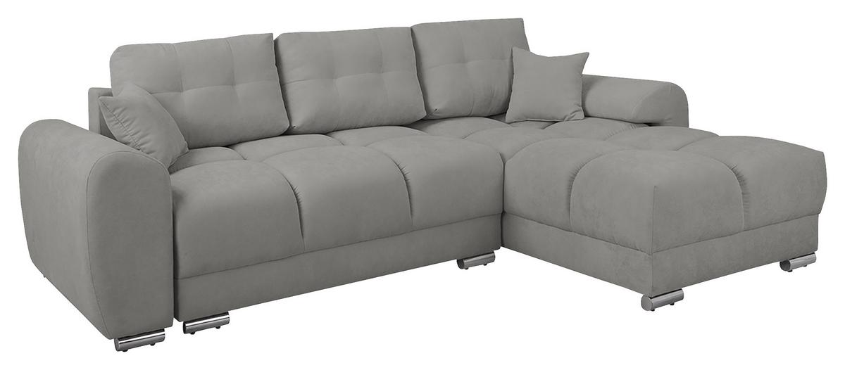 Ecksofa Azzuro Grau S: 256x175 Cm - Silberfarben/Grau, Design, Textil (256/175cm) - Livetastic