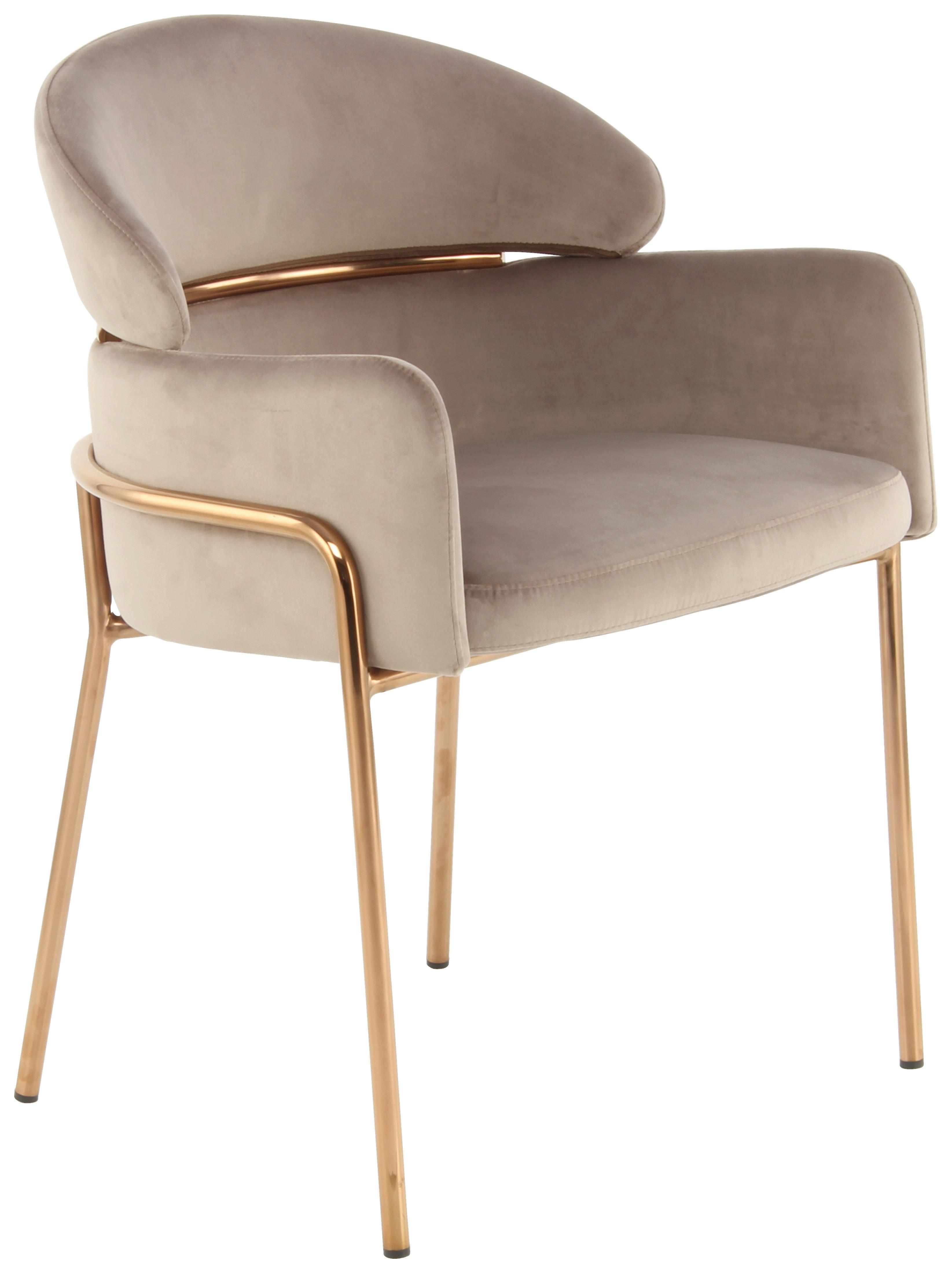 Židle s područkami šedohnědá/barva růžového zlata - barva růžového zlata/šedohnědá, Moderní, kov/textil (58/79/57cm) - MID.YOU