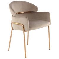 Židle s područkami šedohnědá/barva růžového zlata - barva růžového zlata/šedohnědá, Moderní, kov/textil (58/79/57cm) - MID.YOU