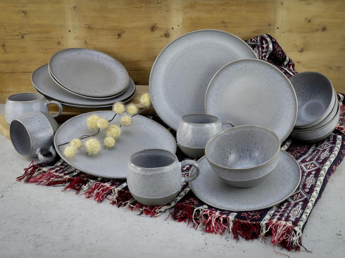 Kombiservice Keramik 4 Personen Geschirr Set - Grau, Trend, Keramik (53/32/33cm) - Creatable