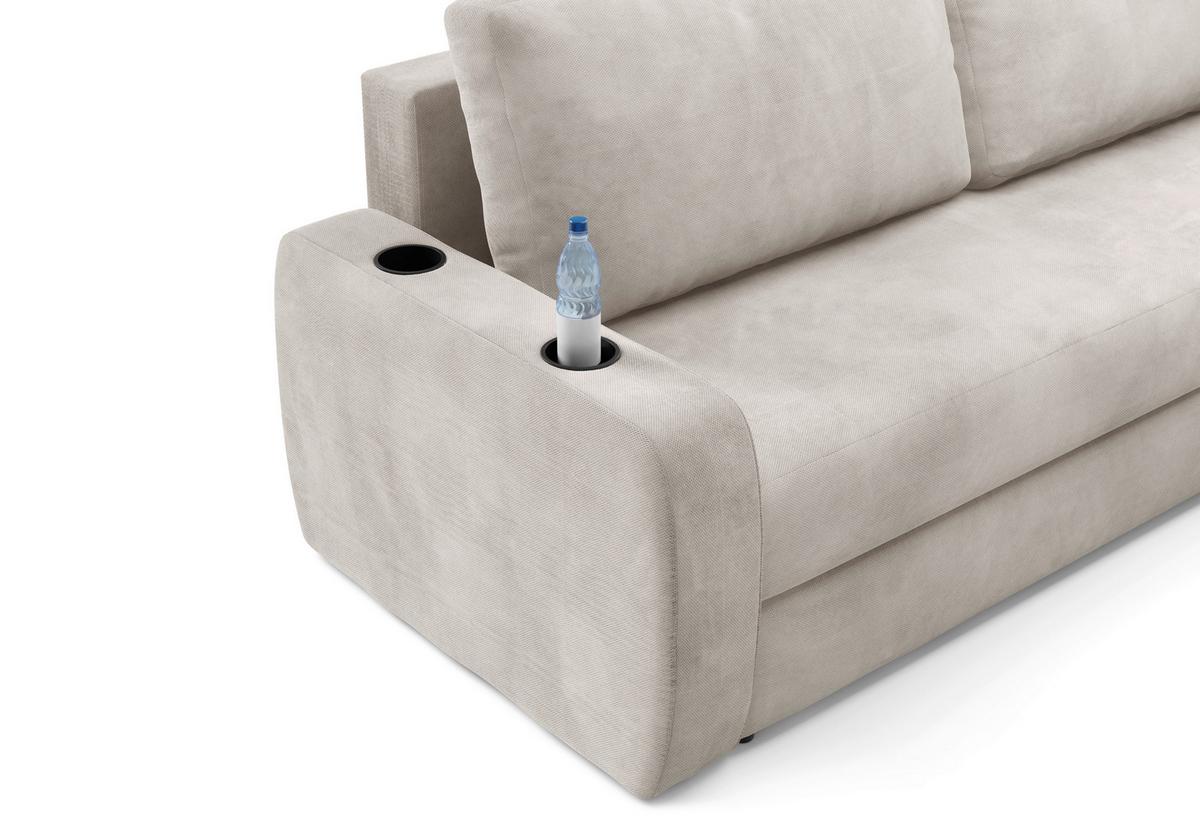 Schlafsofa Ines Creme B: 258cm - Creme/Schwarz, Design, Textil (258/98/95cm) - Livetastic