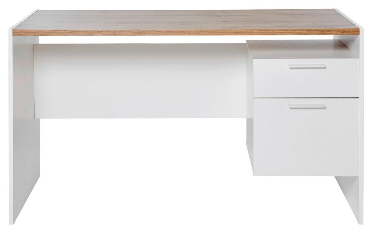 Schreibtisch Ml C 130 - Eichefarben/Weiß, KONVENTIONELL, Holzwerkstoff (123/55/74,5cm) - Livetastic