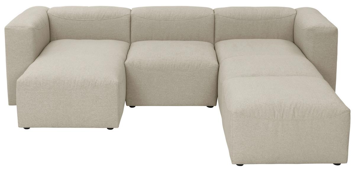 Wohnlandschaft Lena Creme Flachgewebe - Creme, Design, Textil (160/275/235cm) - Max Winzer