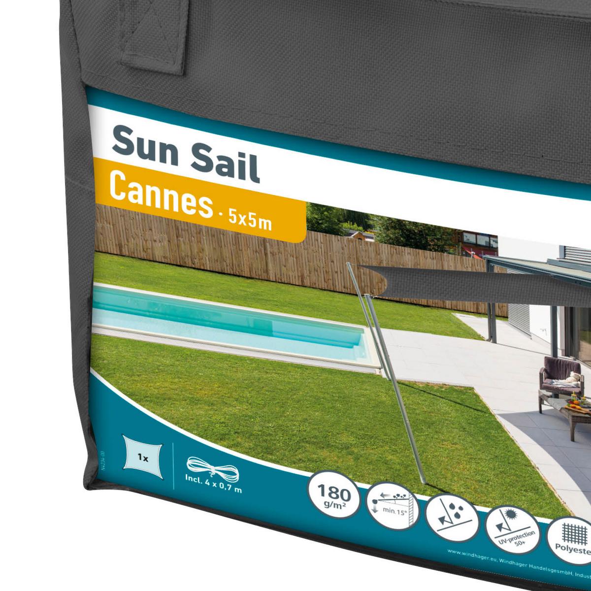 Sonnensegel Quadrat 5x5 M - Anthrazit, Basics (500/500cm)