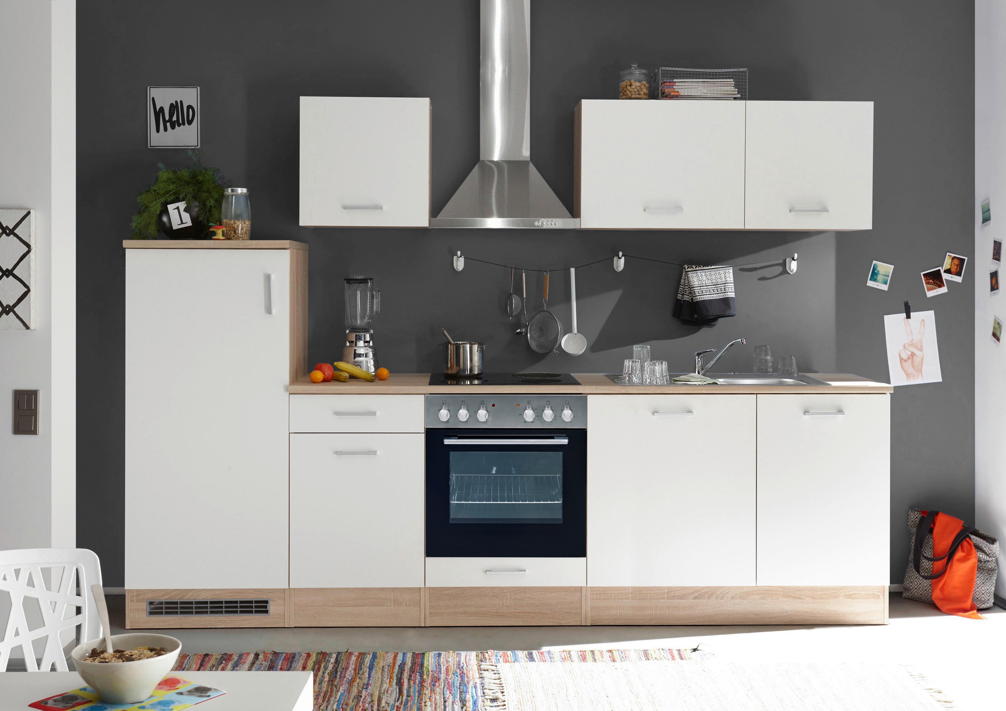 Kuchynský blok ANDY bez spotrebičov, šírka 280 cm - biela/strieborná, Modern, kompozitné drevo/plast (280cm) - MID.YOU