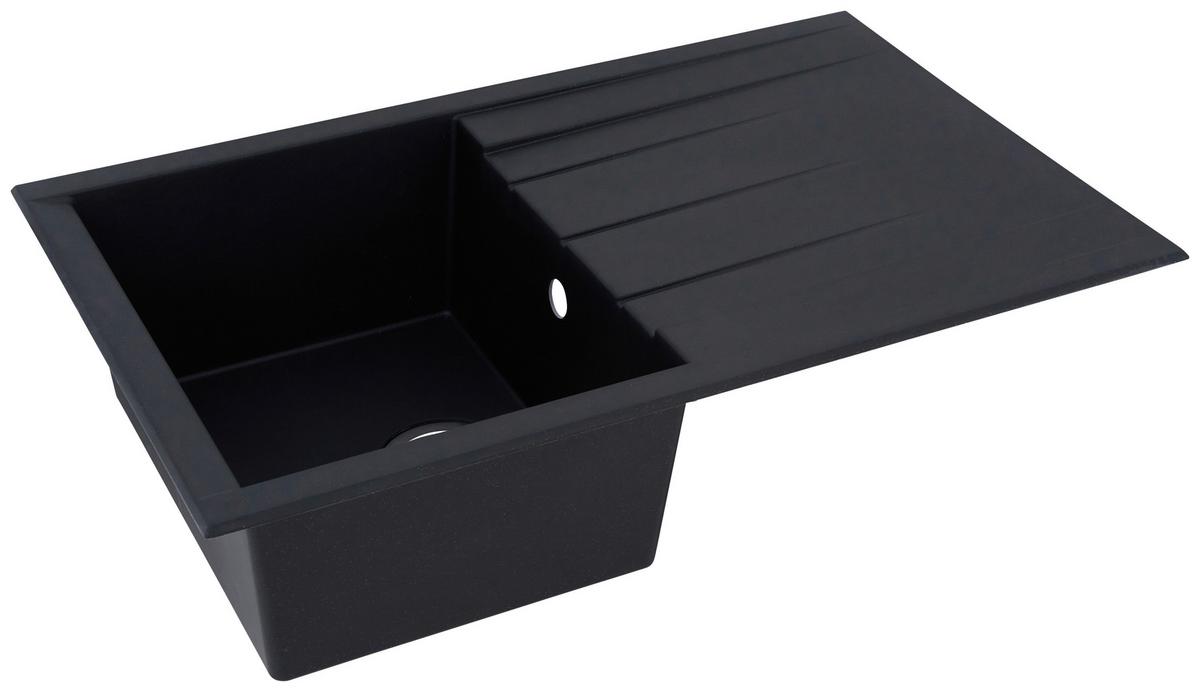 Spüle Respekta Houston Kunststein Bxt: 80x50 Cm - Schwarz, Trend, Glas/Kunststoff (80/21/50cm) - Respekta