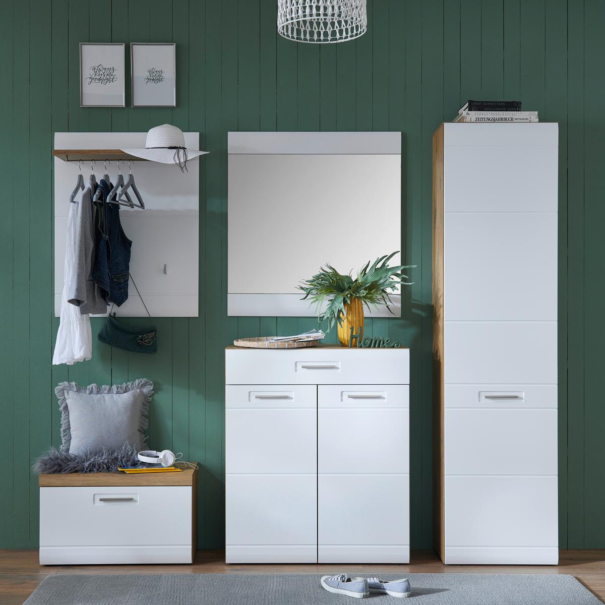 Garderobenbank Auris B: 70 Cm Mit Klappe, Weiß/eiche Dekor - Eichefarben/Weiß, MODERN (70/42/37,1cm) - Luca Bessoni
