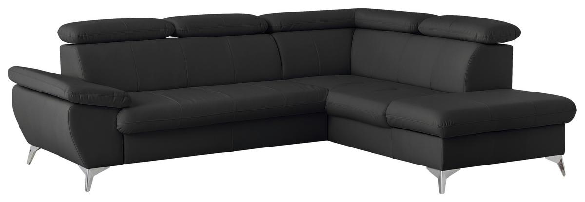 Ecksofa Mit Schlaffunktion Und Bettkasten Gisele Schwarz - Chromfarben/Schwarz, KONVENTIONELL, Textil (256/209cm) - Livetastic