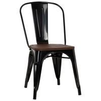 Stuhl Vantaggio Comfort W Stapelbar Schwarz/dunkelbraun - Dunkelbraun/Schwarz, Basics, Holz/Metall (44/84/54cm) - MID.YOU