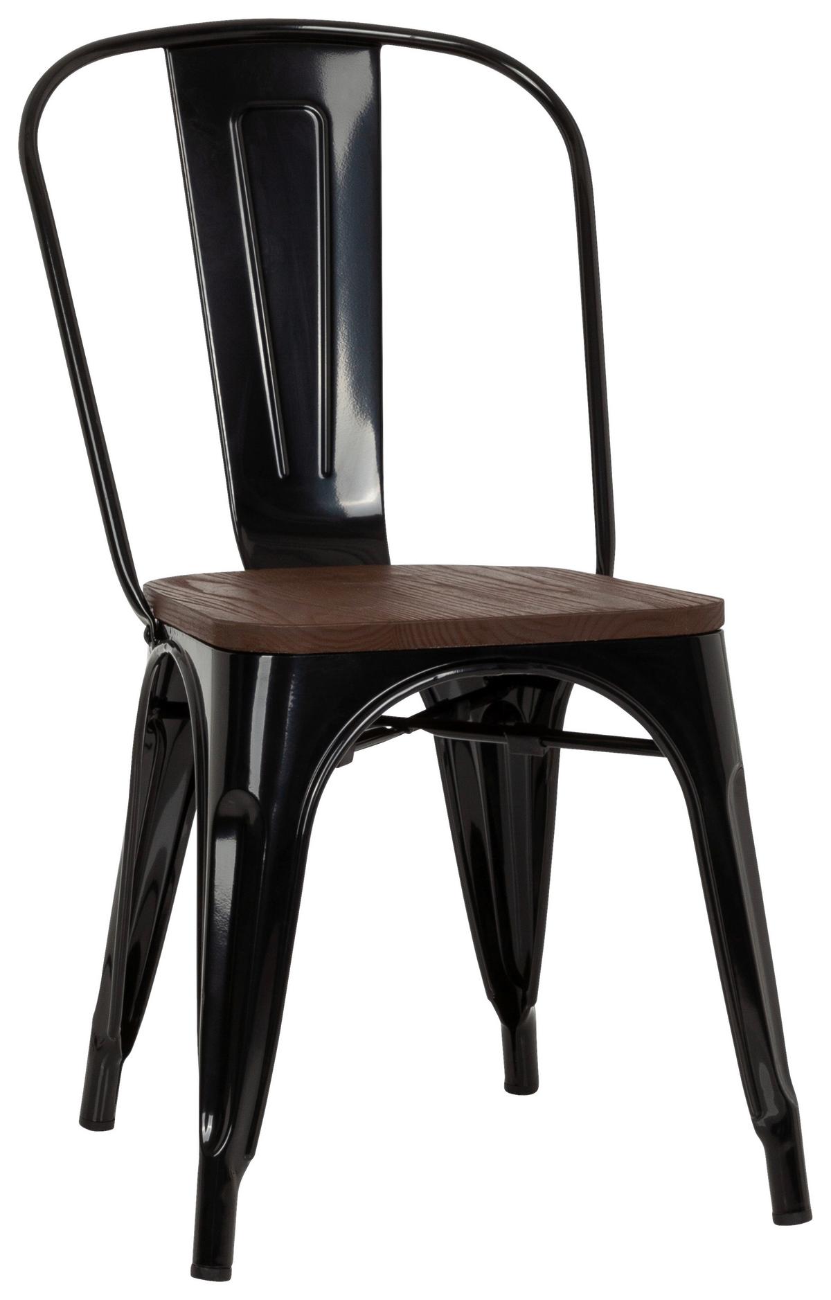 Stuhl Vantaggio Comfort W Stapelbar Schwarz/dunkelbraun - Dunkelbraun/Schwarz, Basics, Holz/Metall (44/84/54cm) - MID.YOU