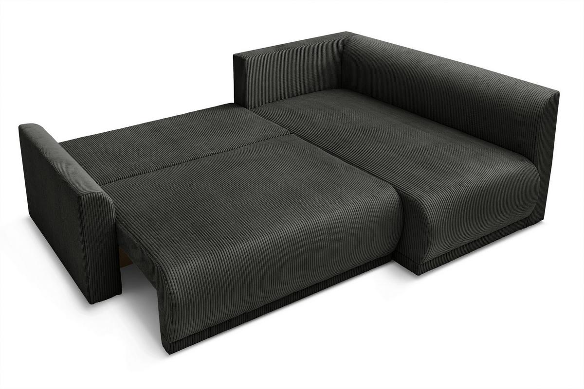 Rohová sedačka KIM L160, oboustr.,černý manšestr - černá, Moderní, dřevo/textil (233/160cm)