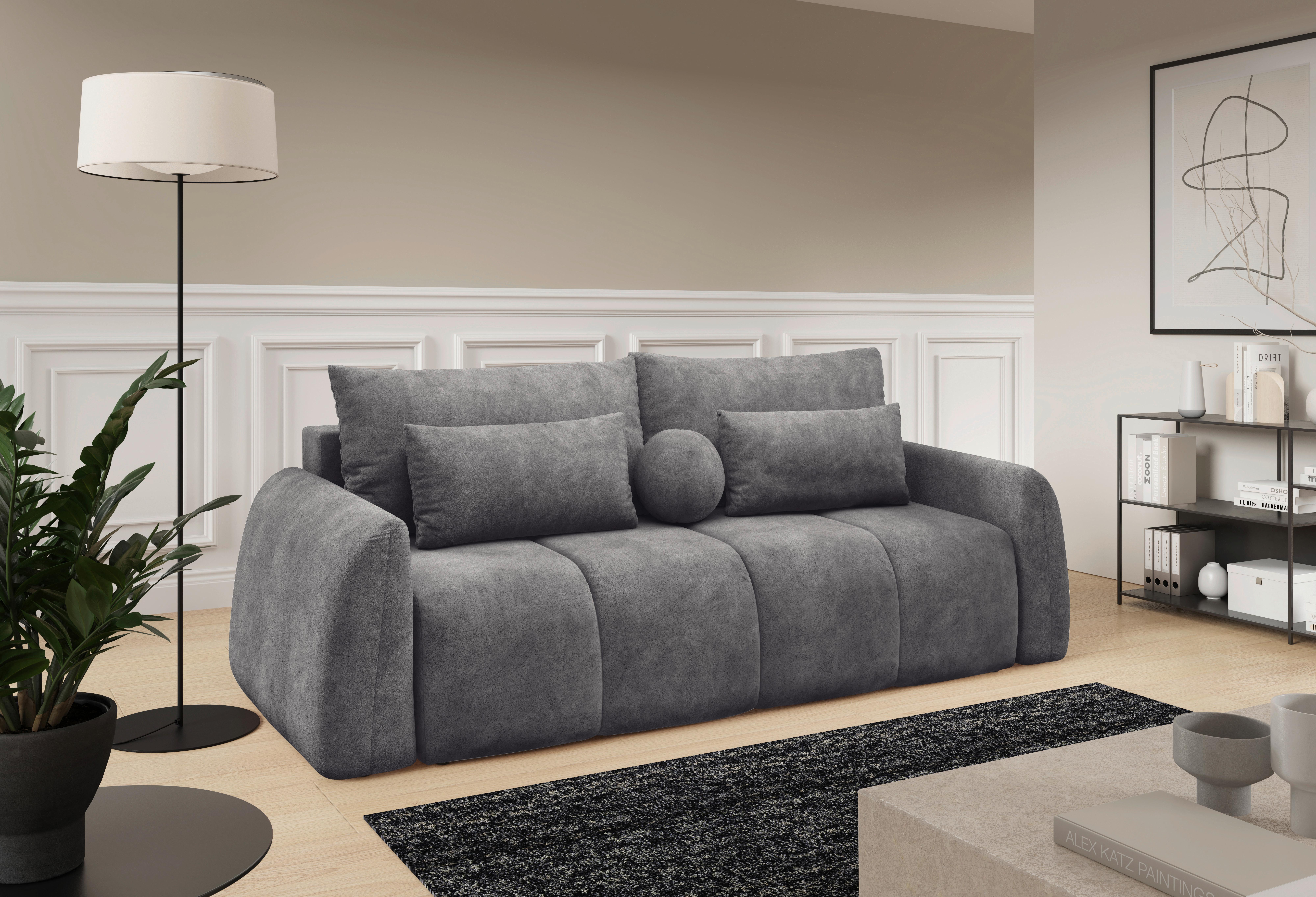 Schlafsofa Geronimo Grau B: 252cm - Schwarz/Grau, Design, Textil (252/93/167cm) - Livetastic