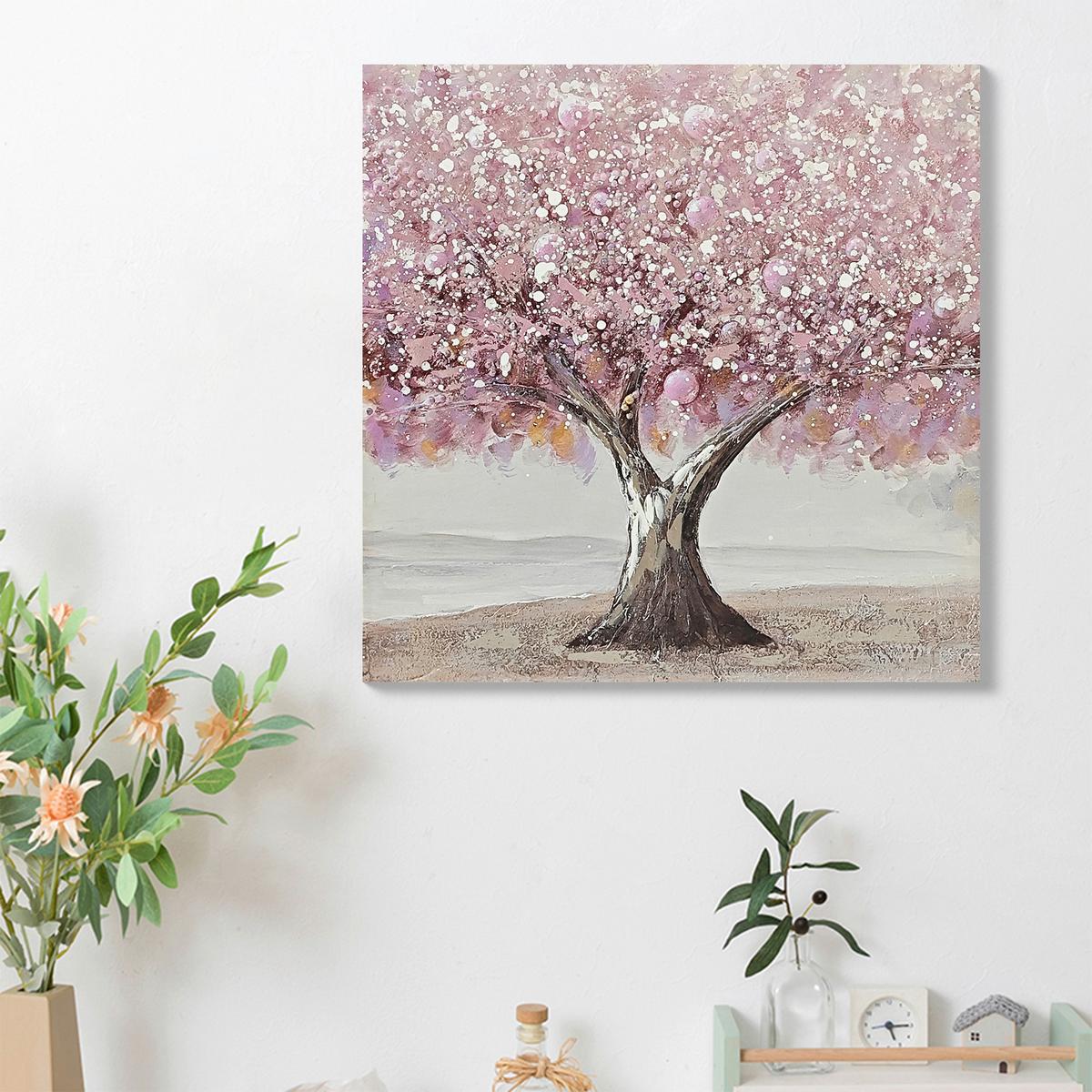 Obraz na plátně 80/80cm - pink/hnědá, Moderní, dřevo/textil (80/80/3cm) - Mömax