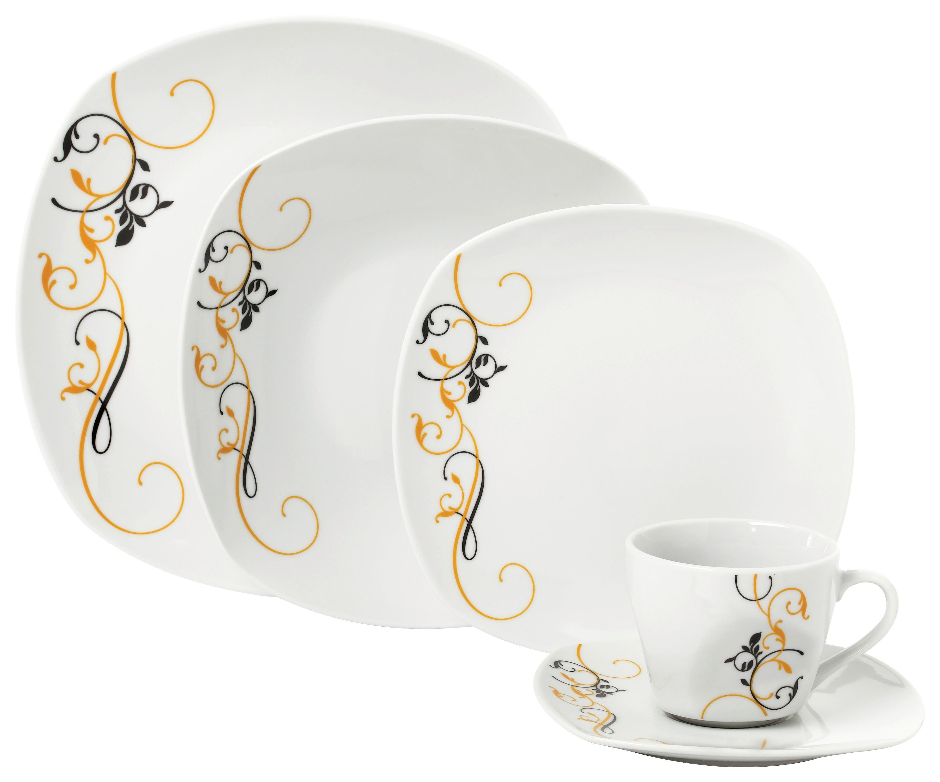 Kombiservice Babette Porzellan für 4 Personen Geschirr Set - Goldfarben/Schwarz, ROMANTIK / LANDHAUS, Keramik - James Wood