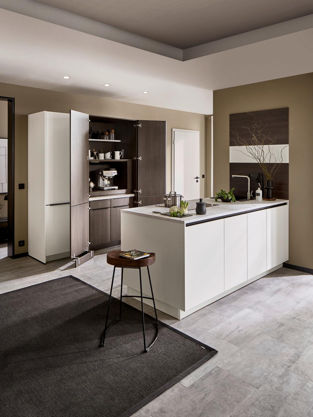 Einbauküche Ip 3150 - Nussbaumfarben/Weiß, MODERN, Holzwerkstoff (226,4cm) - Impuls