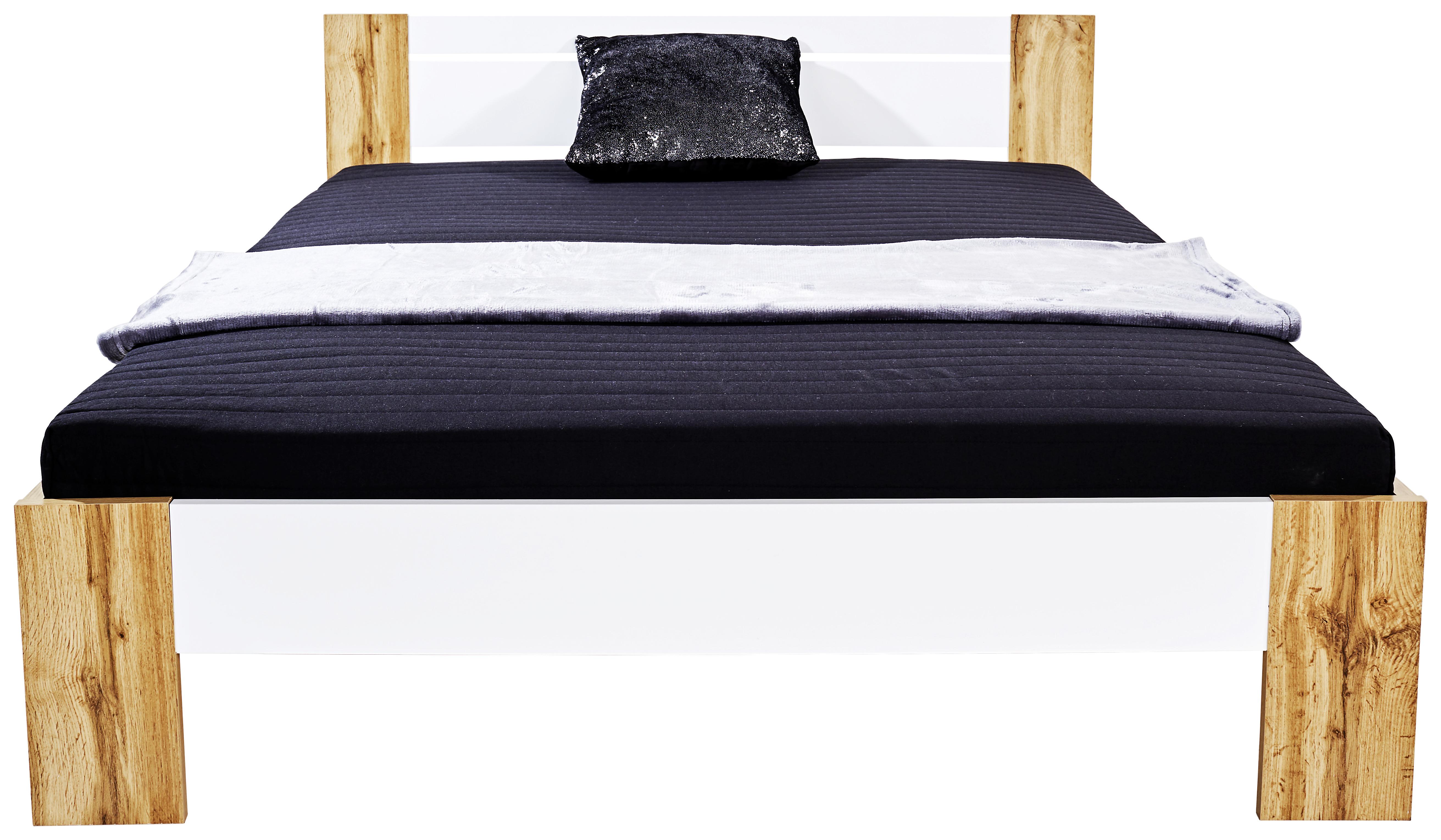 Postel S Matrací S Roštem Vega 140x200 Cm *cenový Trhák* - bílá/barvy dubu, Konvenční, kompozitní dřevo/textil (140/200cm)