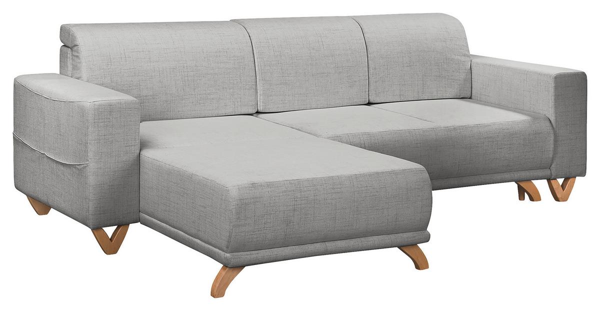 Ecksofa Bella Grau S: 257x174 cm - Wengefarben/Grau, Design, Textil (257/174cm) - Livetastic