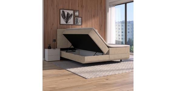 Polsterbett mit Bettkasten 180x200 cm London Beige - Beige/Schwarz, MODERN, Holzwerkstoff/Textil (180/200cm) - Luca Bessoni
