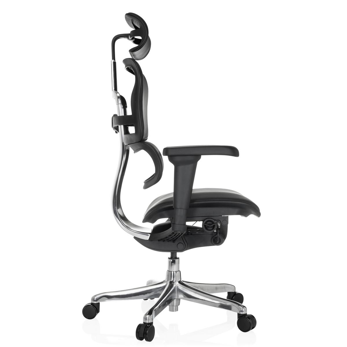 Drehstuhl Schwarz B: 65 Cm - Silberfarben/Schwarz, MODERN, Leder/Kunststoff (65/114-132/60cm) - MID.YOU