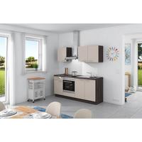 Küchenzeile Base ohne Geräte 200 cm Crema/Eiche Grau - Eichefarben/Creme, Design, Holzwerkstoff (200cm) - Express