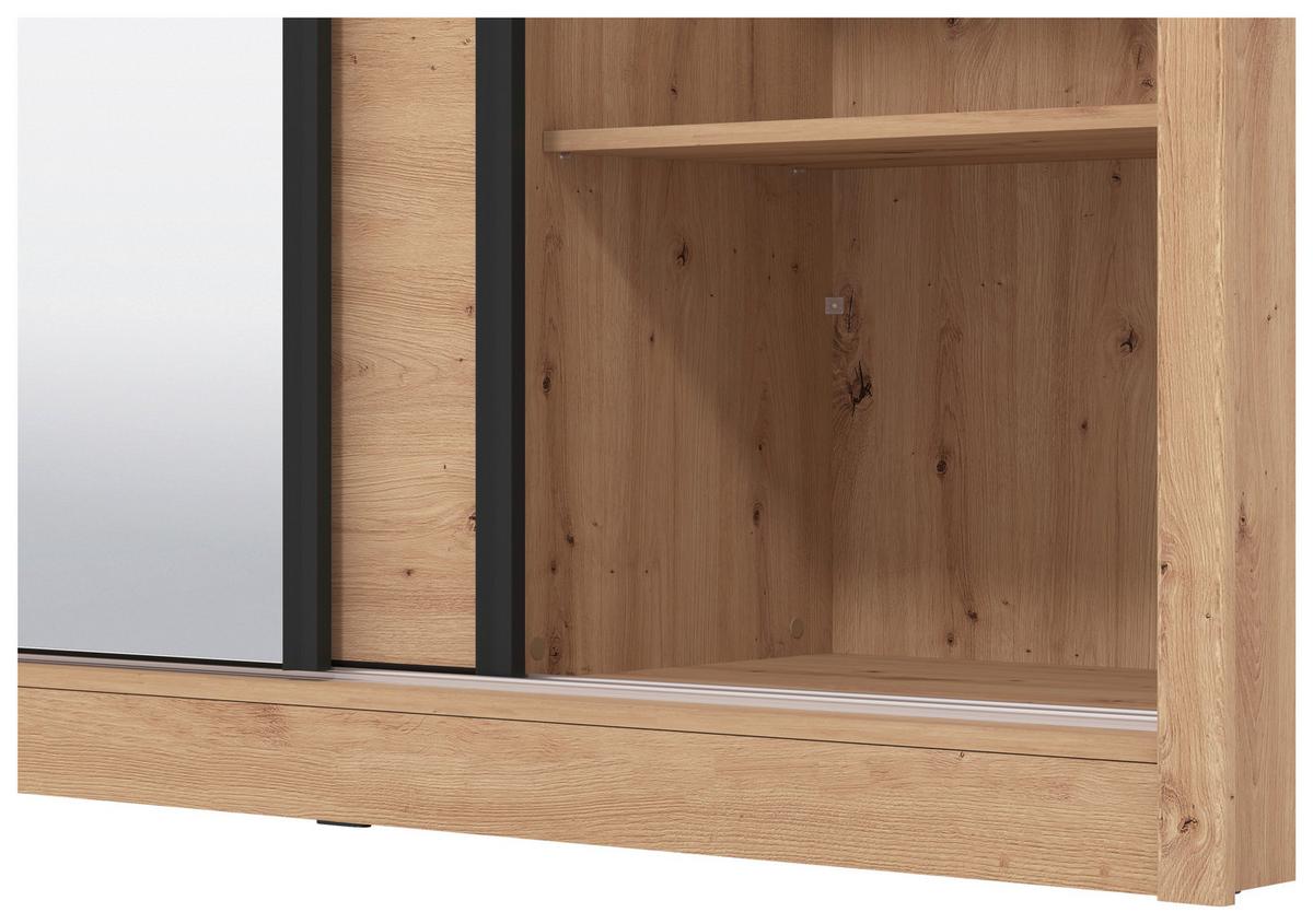 Tolóajtós Szekrény Navara 242/215,5 Cm - Artisan tölgy, Basics, faalapú anyag/Üveg (242/215,5/60cm)