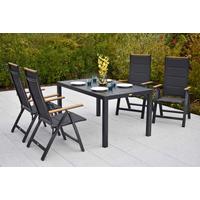 Gartentischgruppe Verona 6 -Teilig. Graphitfarben/Grau - Graphitfarben/Grau, KONVENTIONELL, Kunststoff/Textil - Gardenson