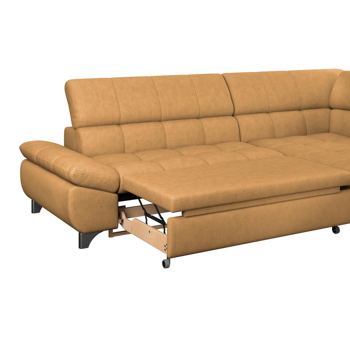 Ecksofa Mit Schlaffunktion Gemini Goldfarben 312x234 Cm - Chromfarben/Goldfarben, KONVENTIONELL, Textil (312/234cm)