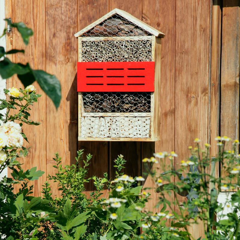 Insektenhotel 5 Sterne - Rot/Naturfarben, Basics, Holz (33,5/49,5/14cm)
