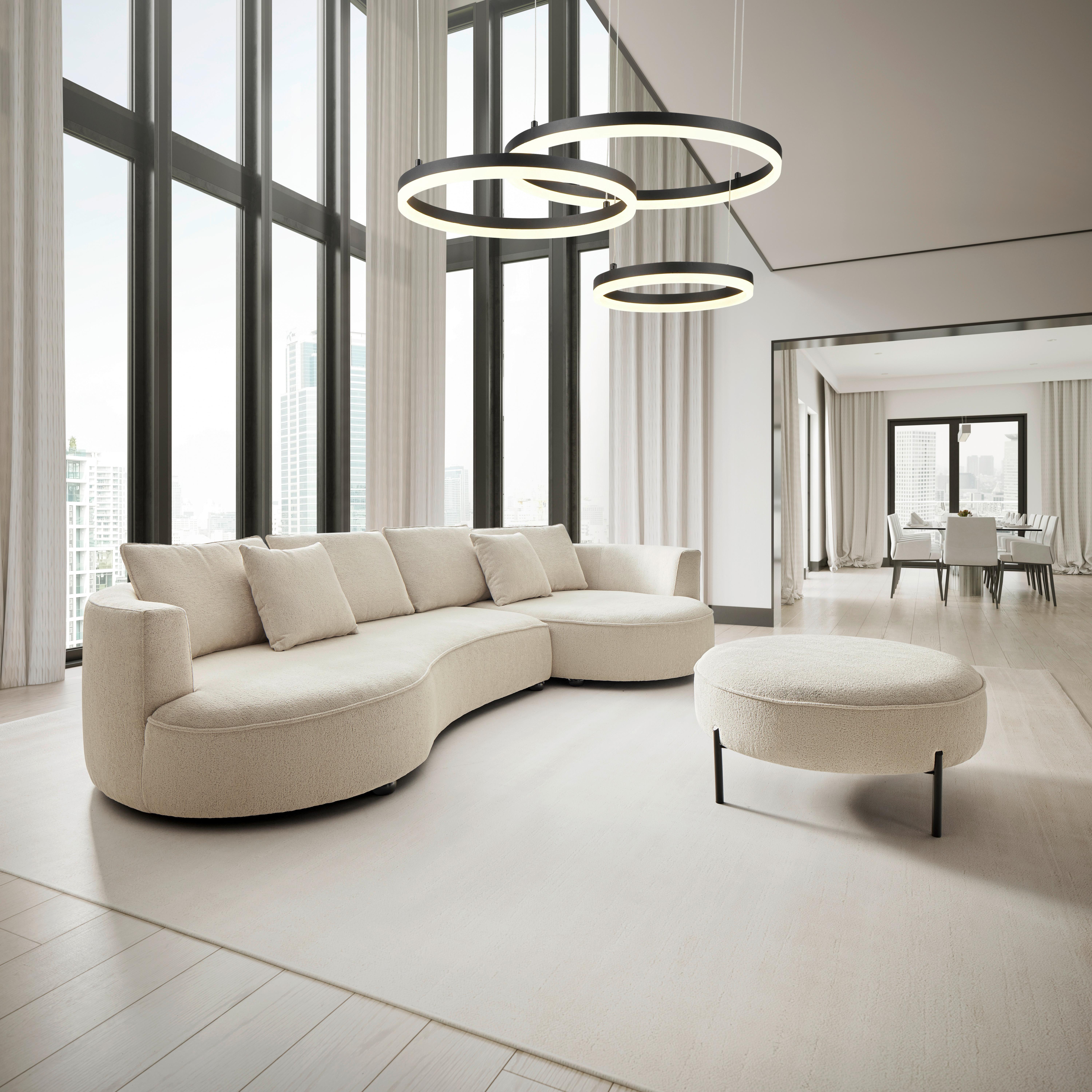 Sedací souprava NILAS, krémová barva - bílá/černá, Moderní, kov/dřevo (335/65/154cm) - Bessagi Home