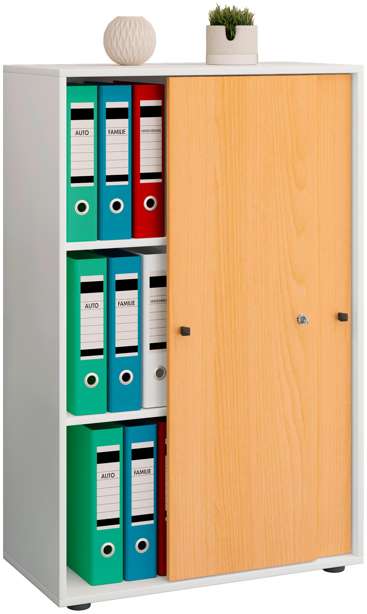 Aktenschrank Lona Weiß, Buchefarben B: 70cm - Buchefarben/Weiß, Design, Holzwerkstoff (70/110/39cm) - MID.YOU