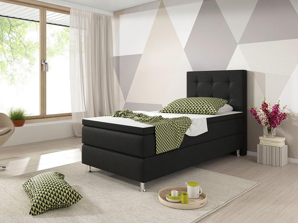 Boxspringbett Mit Topper 90x200 Cm Köln-F - Silberfarben/Schwarz, KONVENTIONELL, Textil (90/115/210cm) - MID.YOU