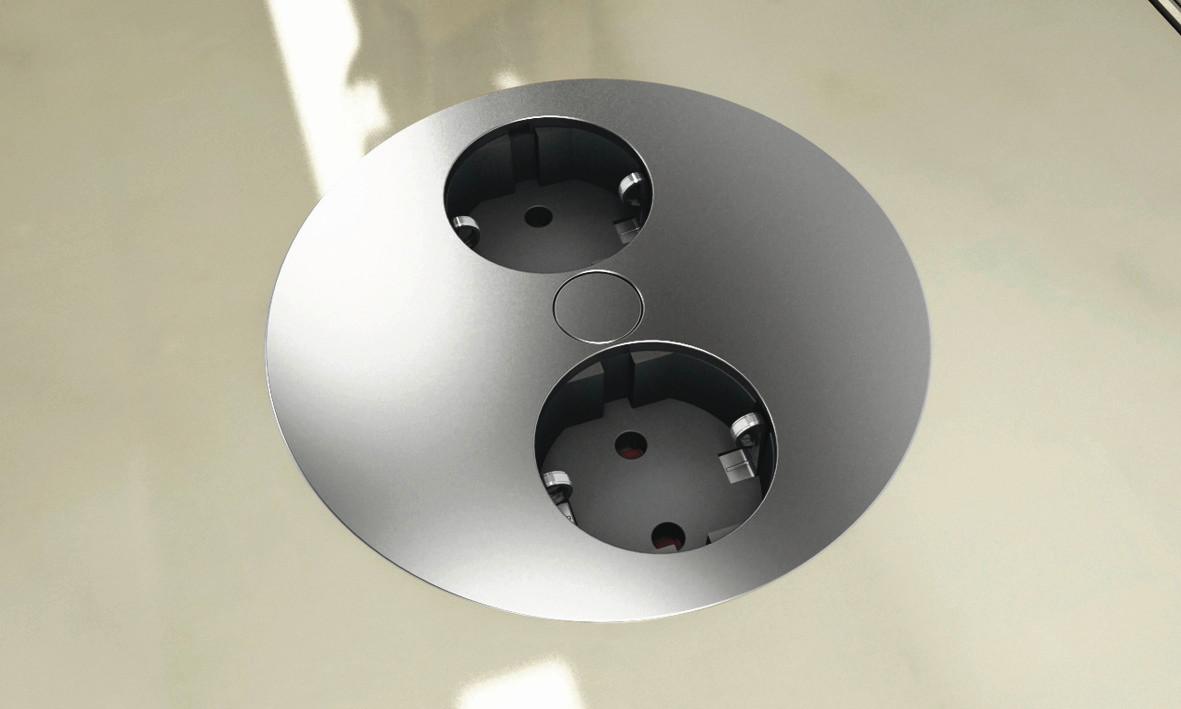 Einbausteckdose Twist Edelstahl 2-Fach ∅ 10,5 Cm - Edelstahlfarben, Kunststoff/Metall (10,5/4cm)