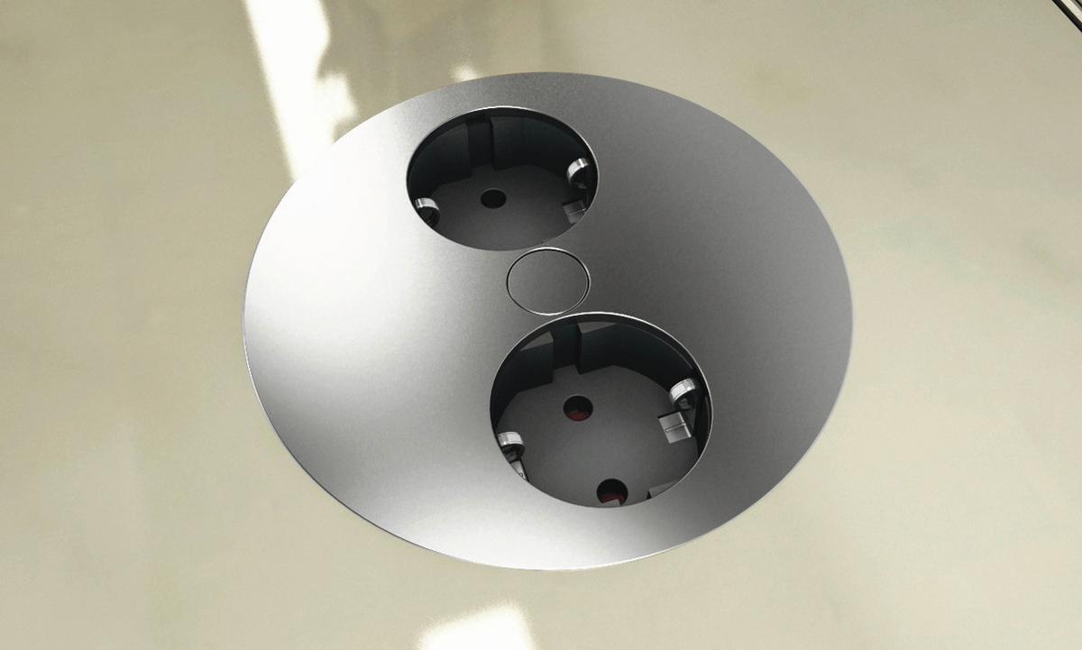 Einbausteckdose Twist Edelstahl 2-Fach ∅ 10,5 Cm - Edelstahlfarben, Kunststoff/Metall (10,5/4cm)