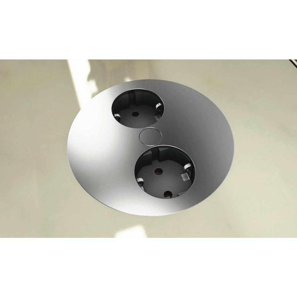 Einbausteckdose Twist Edelstahl 2-Fach ∅ 10,5 cm